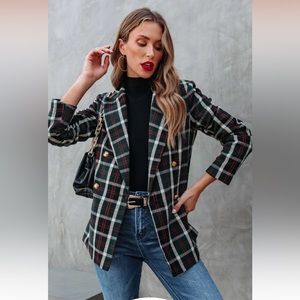 Vici x On Twelfth Plaid Blazer Jacket Size Small S